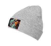 Motifs de guitare musicale - Bonnet mignon pour homme et femme - Bonnet tricoté d'hiver doux - Cadeau d'hiver unisexe, gris, Taille unique