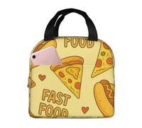 Motifs De Malbouffe De Dessin Animé Sacs Glaciere Avec Feuille D'Aluminium Sacs Dejeuner Léger Sac Déjeuner Pour Pique-Nique Bureau Voyages 22X20X13Cm