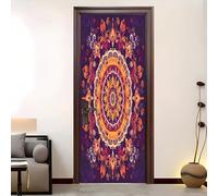 Motifs De Mandala BohèMes Auto-Adhésif 3D Sticker Porte Poster de Porte 83x205 cm Violet PVC Autocollants de Décoration pour intérieure Bureau Chambre à Coucher Salon Art Papier Peint Peintures
