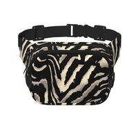 Motifs de Peau de zèbre Noir,Sac Banane carré Double Couche, Sac de Poitrine