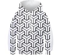 Motifs Géométriques Imprimé en 3D Athlétique Cordon De Serrage Pull Géométrie Mignon Husky Chien À Manches Longues avec Poches Sweat-Shirt à Capuche pour Gar, Style-1, 6-7 Years