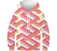 Motifs Géométriques Imprimé en 3D Athlétique Cordon De Serrage Pull Géométrie Mignon Husky Chien À Manches Longues avec Poches Sweat-Shirt à Capuche pour Gar, Style, 8-10 Years