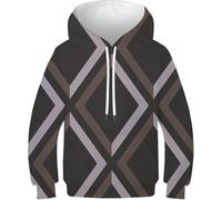 Motifs Géométriques Imprimé en 3D Athlétique Cordon De Serrage Pull Géométrie Mignon Husky Chien À Manches Longues avec Poches Sweat-Shirt à Capuche pour Gar, Style-3, 9-11 Years