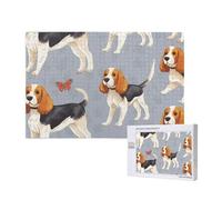 Motifs imprimés Beagle,Puzzle Familial en Bois de 1 000 pièces pour Adultes et Adolescents, décoration d'intérieur