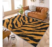 Motifs ImpriméS LéOpard Et TigreTapis de Salon et Chambre 140x200 cm Facile d’Entretien, Dos Antidérapant TPR Jaune Tapis Moderne à Poils Courts, Adapté pour Bureau, Enfants et Animaux