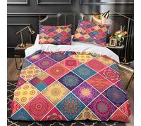 Motifs ornementaux Housse de Couette Microfibre Hypoallergique Super Douce Léger Décoration bohème Parure de Lit 3D Imprimée Fermeture Éclair Confortable Respirante for Couple Single（140x200cm）