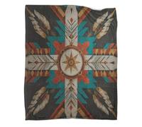 Motifs Sioux d'Amérique du Nord Couverture Imprimée Chaude Et Douce pour Camping en Plein Air Couvre-lit Quatre Saisons pour Chambre À Coucher 40x50inch(100x130cm)
