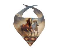 Motifs Tribaux De Chevaux du Sud-Ouest Occidental Écharpe Triangulaire Doux Et Confortable Serviettes Triangle pour Animaux Lavable Bandanas Chien Chats Petite, Moyenne Et Grande Taille