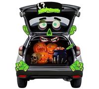 Motiloo Décoration d'Halloween Frankenstein pour coffre ou garage, avec front, yeux énormes, oreilles, mains, goujons de boulon, crocs et colle à pois pour SUV, voiture, arche, garage