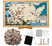 MotiMind Ensemble de cartes des parcs nationaux des États-Unis en bois avec liste de contrôle, épingles et autocollants, cadeau d'aventure géographique pour les amateurs de parc, les couples et les