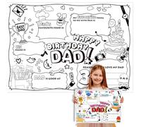 MotiMind Page de coloriage « Happy Birthday Dad » - Personnalisable - Remplissage vierge - Interview - Souvenir - Carte d'anniversaire de papa pour enfants - Cadeau d'anniversaire de la part des