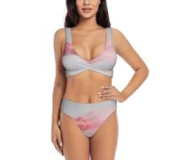 Motion Blur Tulip Ensemble bikini croisé push-up deux pièces avec coussinets amovibles, triangle réglable, Noir , XL