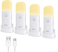 Motion Sensor Night Light [4 Pack] Rechargeable Portable Usb Cable Wall Light Wireless Wall Light With Auto On/Off For Cabinet, Kitchen, Staircase, Bedroom