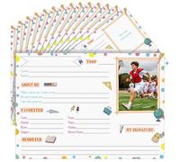 Motipuns 32 feuilles de papier de rangement pour l'année scolaire, questionnaire de mémoire scolaire pour enfants de la maternelle à 12 ans, papier de rangement pour le premier jour de la salle de