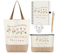 Motipuns Lot de 5 cadeaux de reconnaissance pour femmes, travailleuses sociales, ergothérapeutes, orthophonistes, sac fourre-tout, trousse de maquillage, porte-clés, carnet de notes, stylo à bille