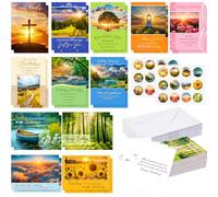 Motiskyy Lot de 48 cartes d'anniversaire religieuses chrétiennes en vrac avec écritures assorties verset de la Bible 11,4 x 15,7 cm, cartes de vœux d'anniversaire avec enveloppes et autocollants