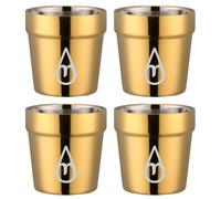 Motivai® Tasse à café à double paroi - 4 STUKS - Or - 175 ML - Tasse de bureau - Tasses à café réutilisables - Tasse à thé - Tasse à café - Lave-vaisselle