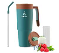 Motivai® Travel Cup - Retro - 40oz - Tasse isotherme en acier inoxydable avec anse et paille - 1,2 litre - Tasse - Thermos