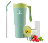 Motivai® Travel Cup - Vert menthe - 40oz - Tasse isotherme en acier inoxydable avec anse et paille - 1,2 litre - Tasse - Thermos