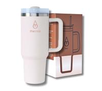 Motivai® Tumbler - 40oz - Gobelet thermique avec poignée et paille - Gobelet en acier inoxydable - Travel Cup - Gobelet à emporter - Thermos - Rose