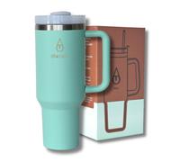 Motivai® Tumbler - 40oz - Gobelet thermique avec poignée et paille - Gobelet en acier inoxydable - Travel Cup - Gobelet à emporter - Thermos - Turquoise