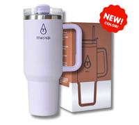 Motivai® Tumbler - 40oz - Tasse thermos avec poignée et paille - Tumbler en acier inoxydable - Tasse de voyage - Tasse à boire à emporter - Bouteille thermos - Violet