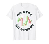 Motivation Crypto Trader - Pas de Risque Pas de récompense Stock Trading T-Shirt Graphique avec Valeur, Homme, Blanc, XL