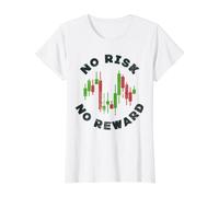 Motivation Crypto Trader - Pas de Risque Pas de récompense Stock Trading T-Shirt Graphique avec Valeur, Femme, Blanc, XL