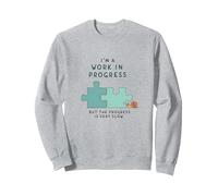 Motivation I'm a Work in Progress Croissance Lente Sweatshirt, Unisexe pour Adultes, Gris Chiné, XL