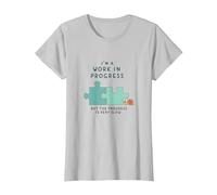 Motivation I'm a Work in Progress Croissance Lente T-Shirt, Femme, Argent, XS