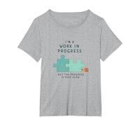 Motivation I'm a Work in Progress Croissance Lente T-Shirt, Femme Grandes Tailles, Gris Chiné, 4X