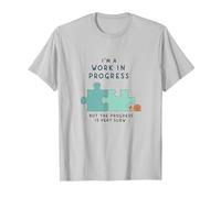 Motivation I'm a Work in Progress Croissance Lente T-Shirt, Homme, Argent, XL