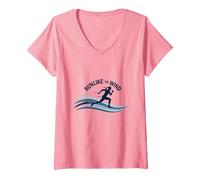 Motivation Run Like The Wind Cross Country Runner T-Shirt avec Col en V, Femme, Rose, M