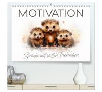 MOTIVATION Sprüche mit süßen Tierkindern (hochwertiger Premium Wandkalender 2026 DIN A2 quer), Kunstdruck in Hochglanz: Fröhliche Wildtiere in Acrylfarben