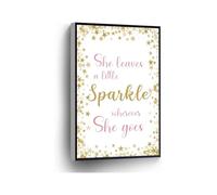 Motivational Canvas Print She Leaves a Little Sparkle Wherever She Goes Inspirational Quote Wall Art for Home Office School Decor(Unframed,16x24inch(40x60cm))