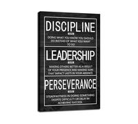 Motivational Definition Wall Art Discipline Leadership Perseverance Inspirational Words Canvas Print Growth Mindset Poster for Study Office Decor(Framed,16X24inch(40X60cm))