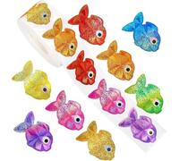 Motivational Fish Stickers - 500 Sheets Colorful Assorted Designs, Fade Resistant Cute Cartoon Labels Decorative Reward Collection, Strong Adhesive Waterproof Pack | Kids Boys Teens Students