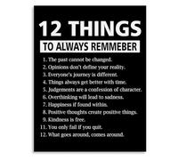 Motivational Home Decor Canvas Print 12 Things to Remember Wall Art for Living Room Bedroom Office(Unframed,12x18inch(30x45cm))