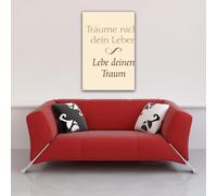 Motivational - Mini-Poster - Ne rêve pas ta vie... + 2 pcs Plinthes en bois 40,5 cm naturel