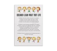 Motivational Poem Poster, Children Learn What They Live Dorothy Law Nolte, Educational Wall Art for School Classroom, Homeschool, Bedroom Decor(Framed,08x12inch(20x30cm))