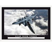 Motivational - Poster - Lead with Vision + cadre interchangeable, Shinsuke® Maxi MDF blanc, vitre acrylique