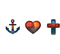 Motivational - Poster Slim - Faith, Love and Hope + 2 barres d'affiche en bois 92 cm noir