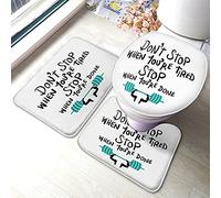 Motivational Quote Ensemble de tapis de bain Ne vous arrêtez pas lorsque vous êtes fatigué Arrêtez lorsque vous avez terminé Gym Word Tapis de salle de bain 3 pièces Tapis Couvercle de siège de toil