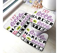 Motivational Quote Ensemble de Tapis de Bain Try A Little Harder to Be A Little Better Word Tapis de Salle de Bain 3 pièces Tapis Couverture de Couvercle de siège de Toilette Tapis antidérapant Tapi