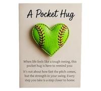 Motivational Softball - PP, 3.15x3.15in Heart Pocket Baseball Card Inspirational | Unique Heart-Shaped Softball Motivation, Encouragement Card For Boyfriend, Men, Women, Friends, Coworkers, Adults