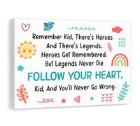 Motivational Wall-Art with Remember Kid Quote - Follow Your Heart Inspirational Canvas Print for 's Bedroom, Nursery and Classroom Decor(Unframed,16x24inch(40x60cm))