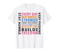 Motivationnel Positive Mindset Discipline Freedom Focus Grow T-Shirt Graphique avec Valeur