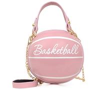 MOTIVE LIFE Sac à Bandoulière en Forme de Basket-ball pour Femmes,Petit Sac de Soirée,Mini Sac à Main en Cuir PU pour les Filles,Rose