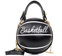 MOTIVE LIFE Sac à Bandoulière en Forme de Basket-ball pour Femmes,Petit Sac de Soirée,Mini Sac à Main en Cuir PU pour les Filles,Noir