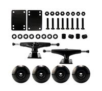 MotiveTech 1 Ensemble de Trucks de Skateboard avec Roues Résistantes Roulements ABEC 9 Visserie Complète Pads Élévateurs Adaptées pour Deck Skate 7.5-8 Pouces Éc, Roues Noires